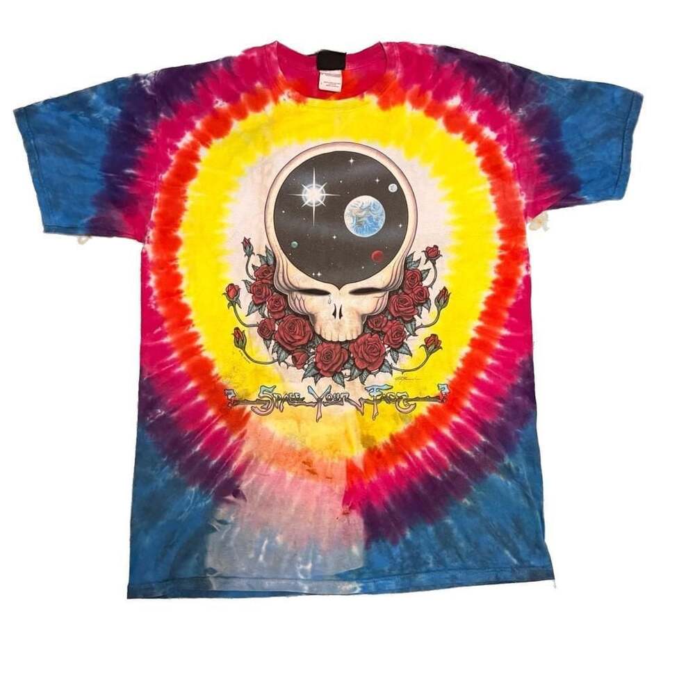Vintage 1992 Grateful Dead Space Your Face Liquid Blue Tie Dye TShirt Size Large